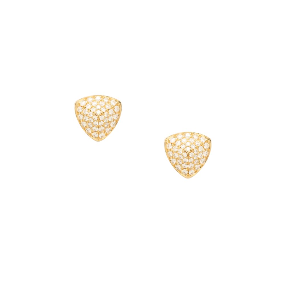 Peruffo 18k Yellow Gold Candy Full Pave Diamond Stud Earrings